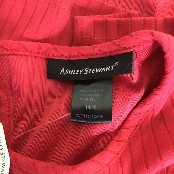 Ashley Stewart Dress Sz. 14/16 NWT Red Ribbed Midi Stretch Long/SL - Picture 8 of 10